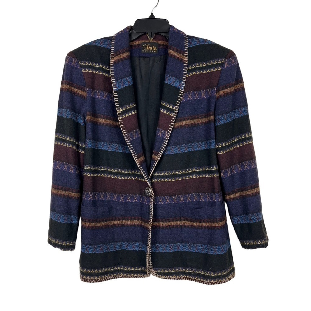 Vintage David Paul New York Southwestern Stripe Cotton Blend Blazer Jacket M